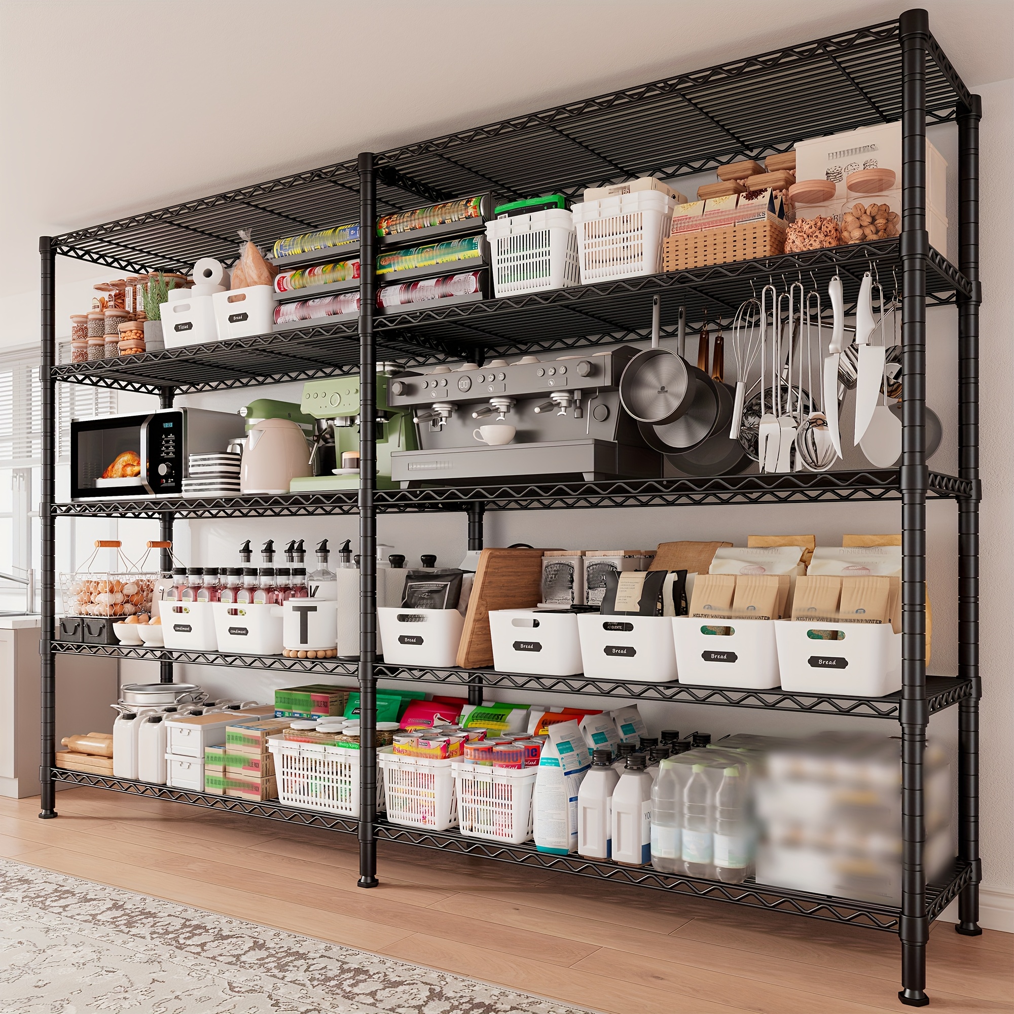 

Storage Shelves 69"w X 72.5"h X 15.75"d Wire Shelving 1600lb Metal Shelves For Storage 5-tier Heavy Duty Shelving With Shelf Adjustable Garage Shelving Rack Pantry Kitchen Bathroom, Christmas.