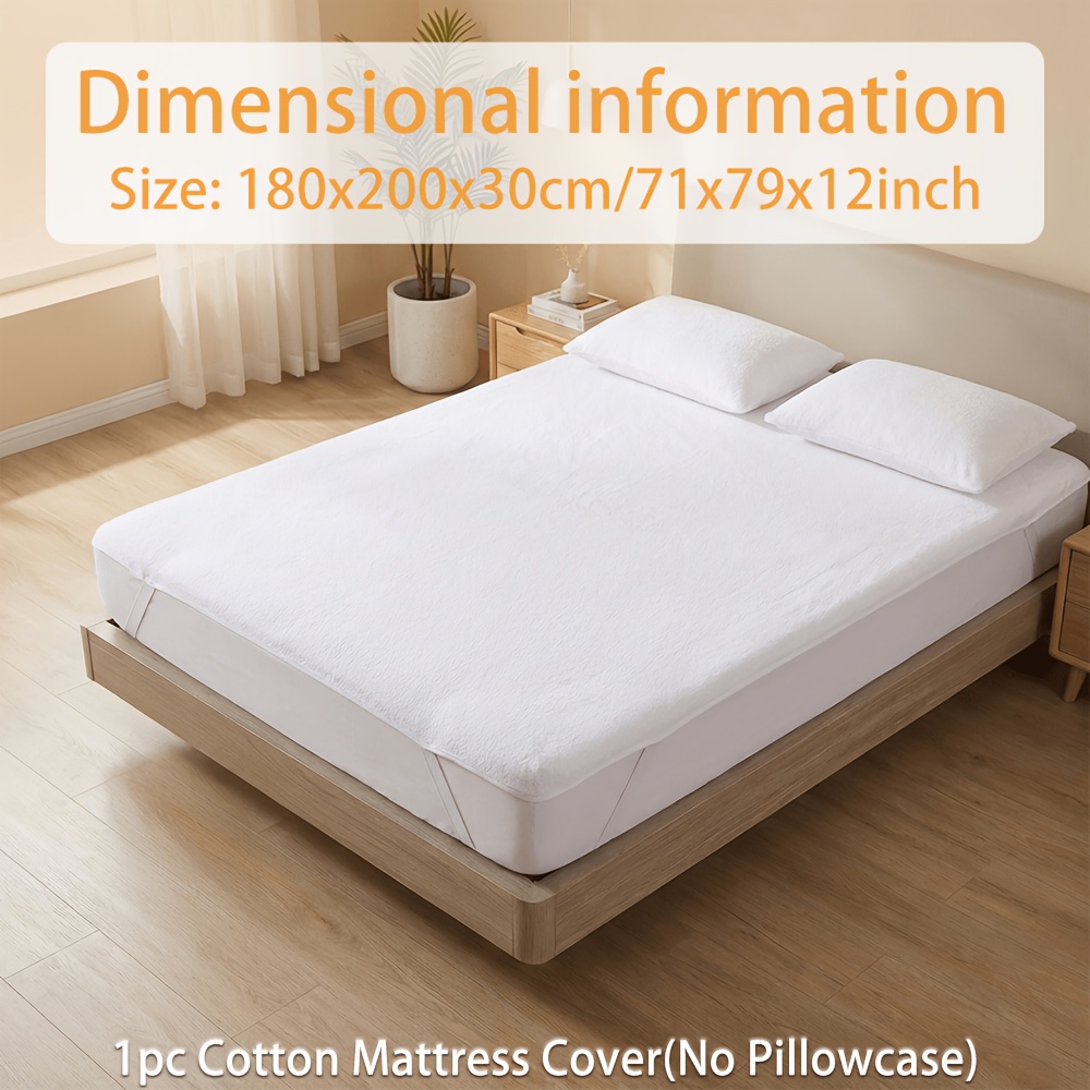 Image of 100% Cotton Waterproof Mattress Protector - High Quality Mattress Cover, Ultra Soft And Comfortable, Machine Washable Reusable Bedding For Holiday Gifts, Bedroom, Dorm, Apartment (no Pillowcase)