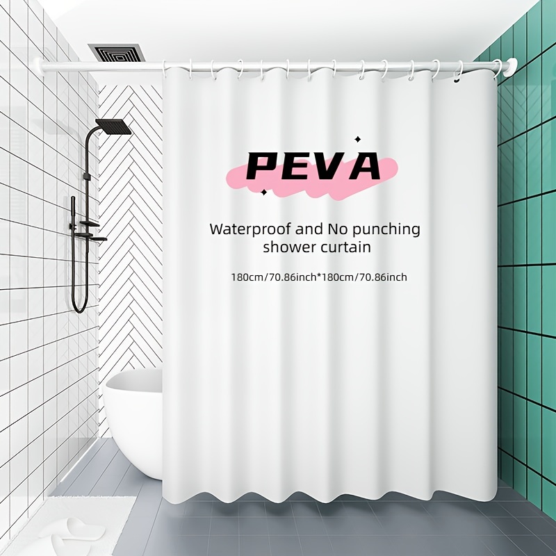 

100% Peva Plastic Shower Classic Solid Color Bathroom Waterproof Thin And Quick-drying Home Hotel Partition Door No Punching And Free Hook 71in*71in