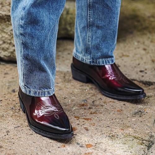 mens and womens couples cowboy boots high boots cowboy boots men boots pointed toe vintage square toe chunky block heel pointed calf western boots
