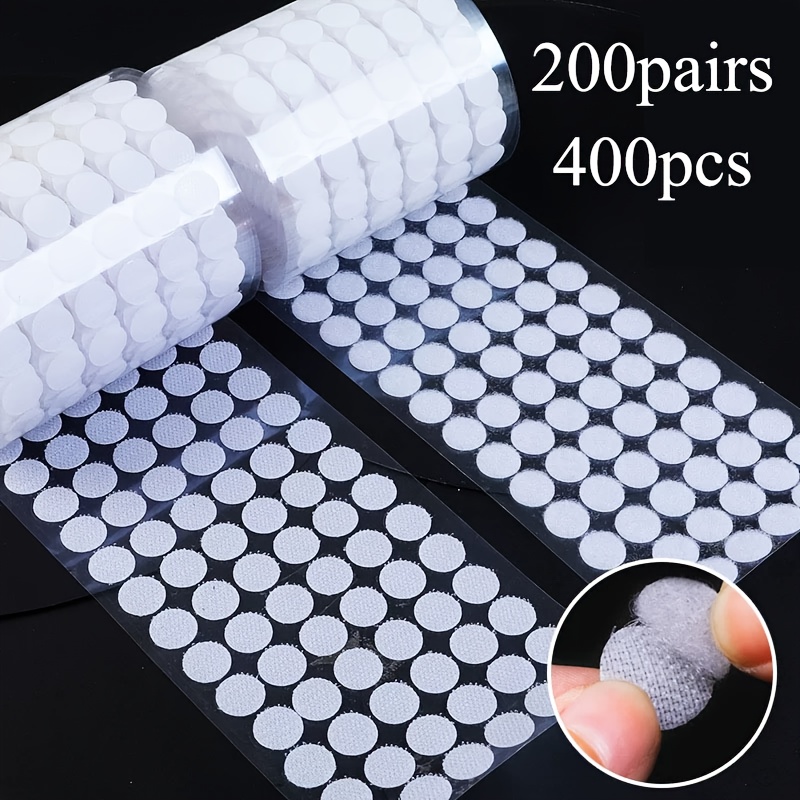 TEMU 400pcs (200 Pairs) Of 0.59-inch Diameter Self-adhesive Round Fasteners, Ideal For Arts And Crafts, Suitable For School, Home, And Office Use, In White