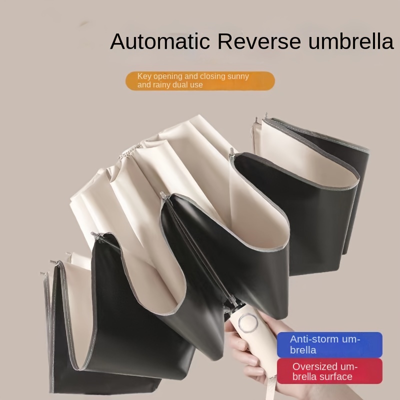 

Inverted Reverse Upside Down Automatic Folding Umbrella With Uv Protection, Waterproof & Windproof Casual Durable Umbrella For Men & Women