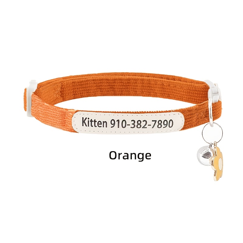 TEMU Customized Personalized Cat Collar - Custom Kitten Breakaway Collars With Ironed-on Printed And Phone Number Adjustable And Stylish, Polyester