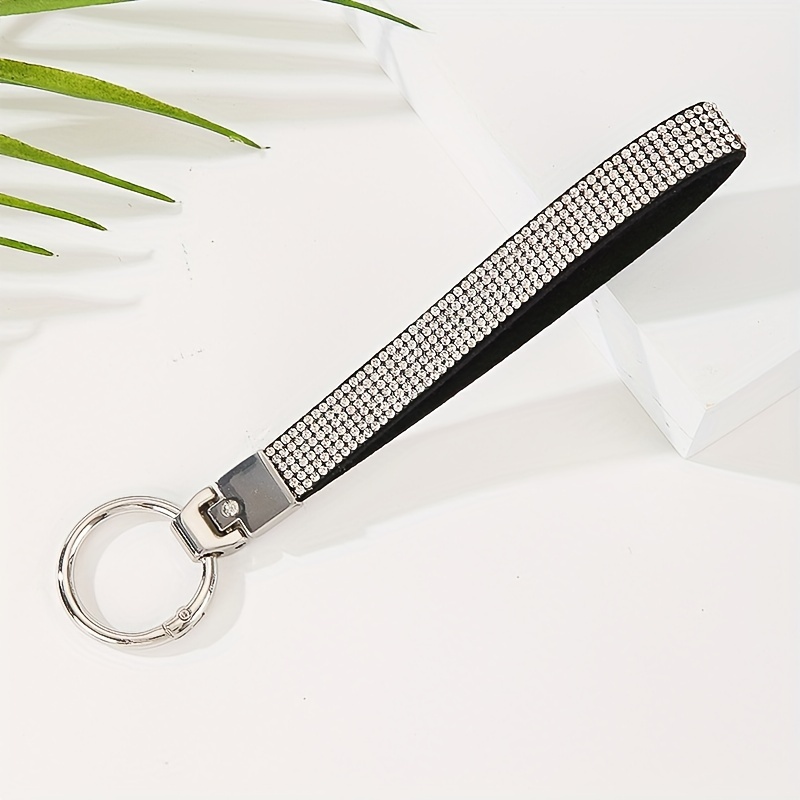 Image of --row Drainage Drill Korean Velvet Hot Drill Wrist Strap Car Key Chain Bag Hanging Decoration Or Worn On The Wrist Multi-functional Use Women's Key Chain