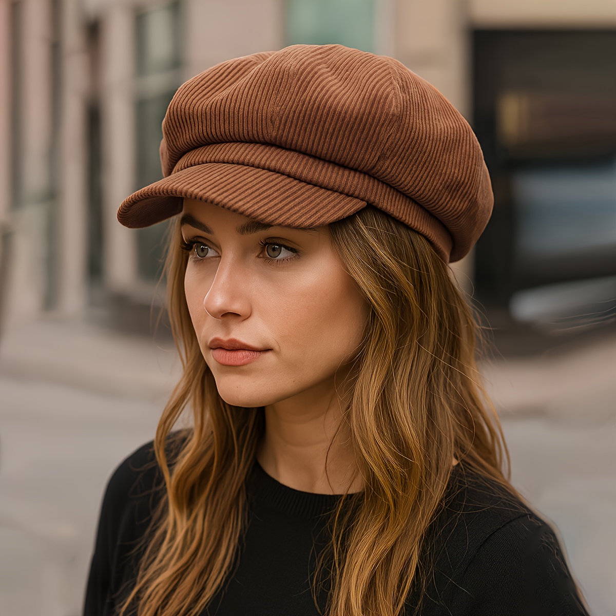 vintage corduroy newsboy pet voor dames - koffiebruine achthoekige baret, niet-rekbare pasvorm zonder elastiek, opvouwbaar & handwasbaar voor herfst-winter casual outfits 1