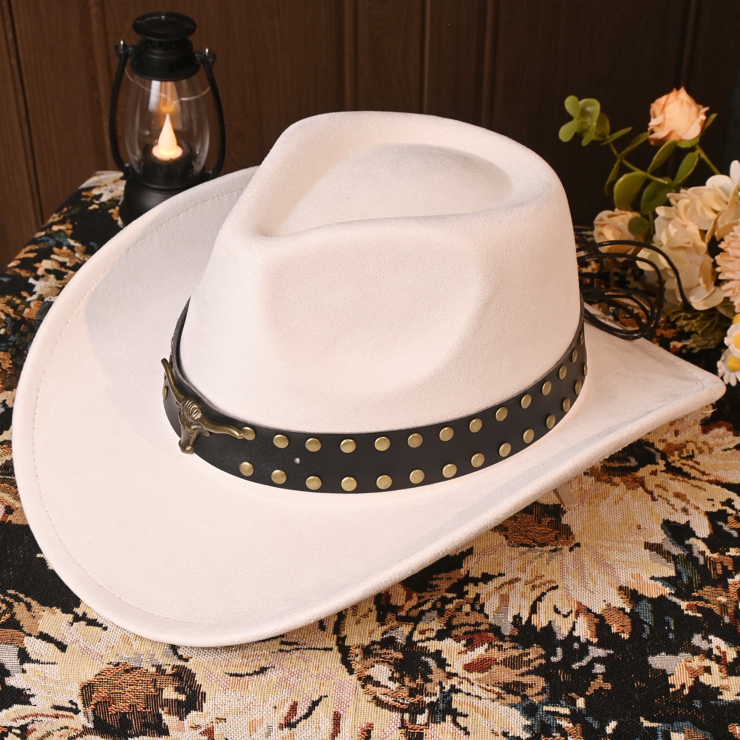 Vintage White Felt Fedora with Decorative Band Vintage Harry Sperling New York White Fuzzy Ivory Felt Hat  main image 4