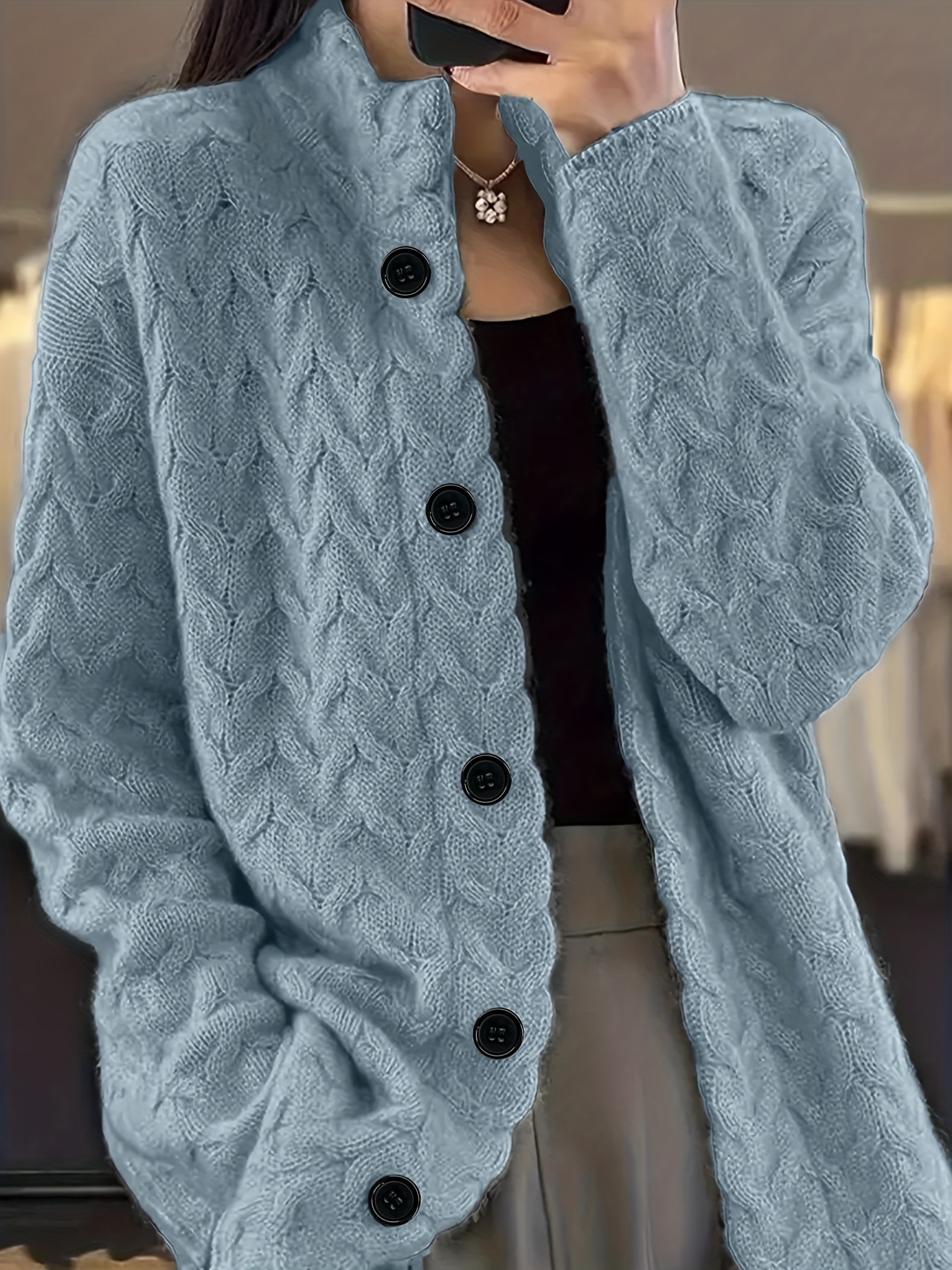 Zopfmuster Damen Strickjacke Winter Trachtenjacke Damen