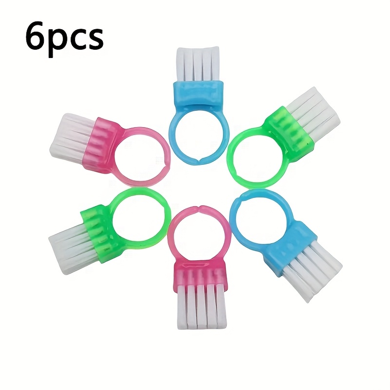 TEMU Ensemble de 6 mini brosses à doigt pour manucure, brosse à épousseter pour un entretien facile des ongles et des bijoux, brosse à pointe avec
