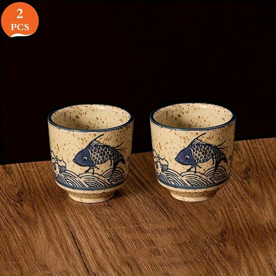 Of 2, 5oz Japanese Ceramic Tea Cups Featuring A Vintage Floral And
