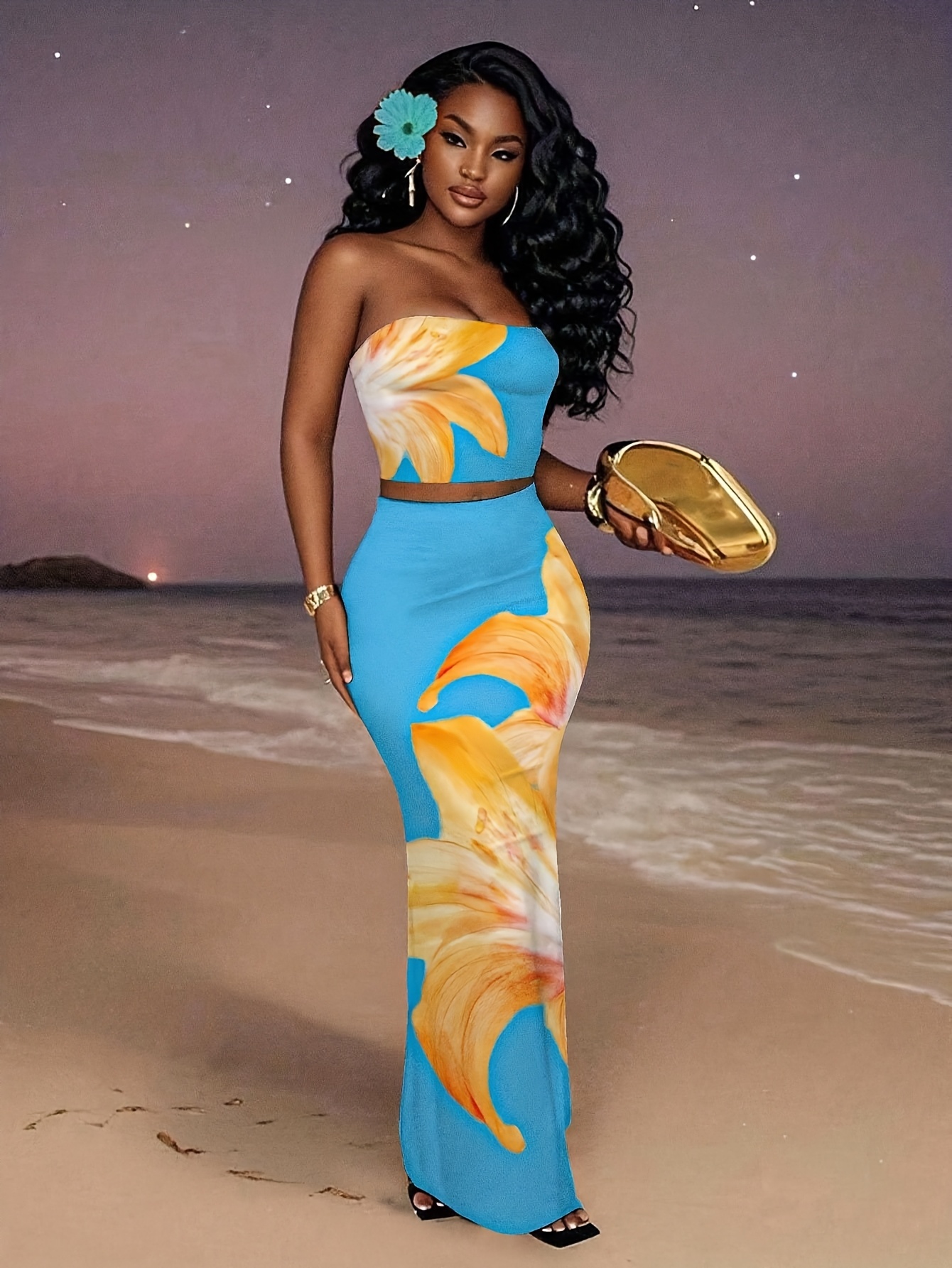 knee length dresses for ladies Women Pink & White Polka Dot Printed Off-Shoulder Neck Smocked Crop Top &  High-Rise Elastic Waist Tiered Maxi Skirt Co-Ord Set main image 0