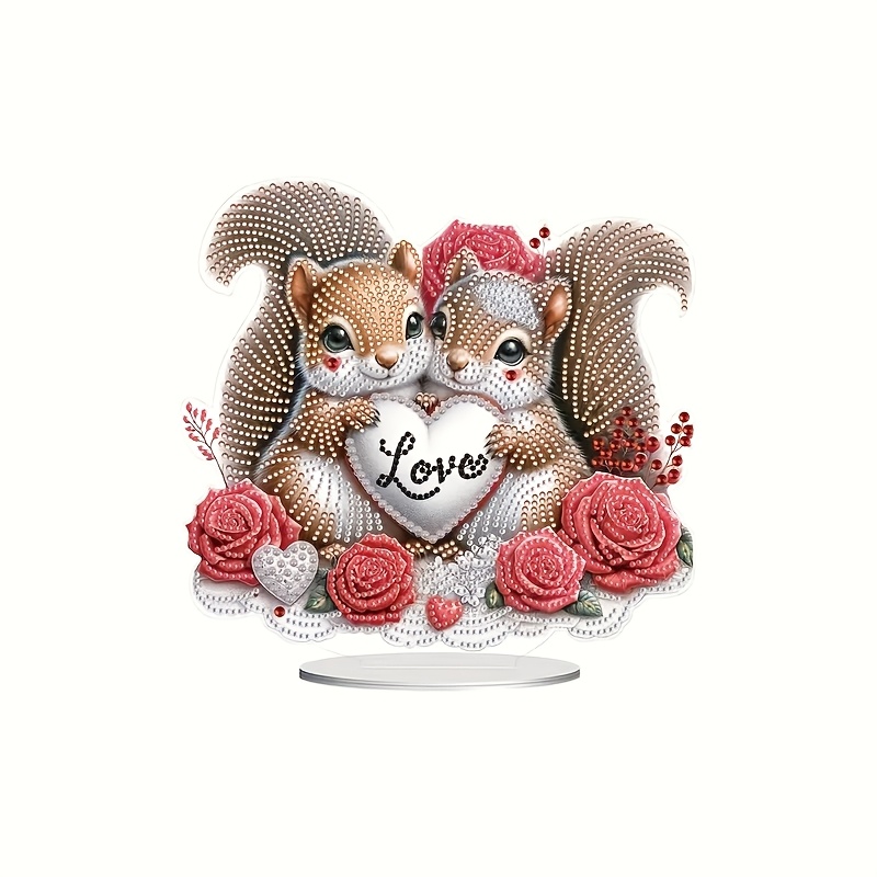 

Adorable Squirrel Couple Heart-shaped Diamond Painting Kit - Sparkling Acrylic Gems, Ideal For Home Decor, Valentine's Day & Romantic