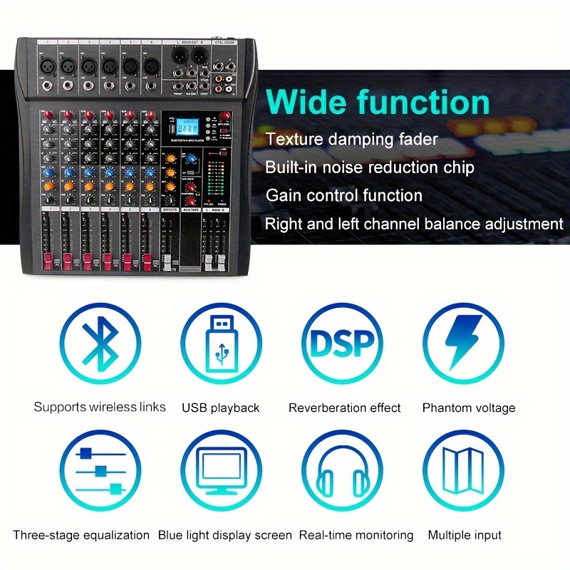 Gx6 6 channel Mixer: Professional Mixer Usb Xlr 48v Power - Temu