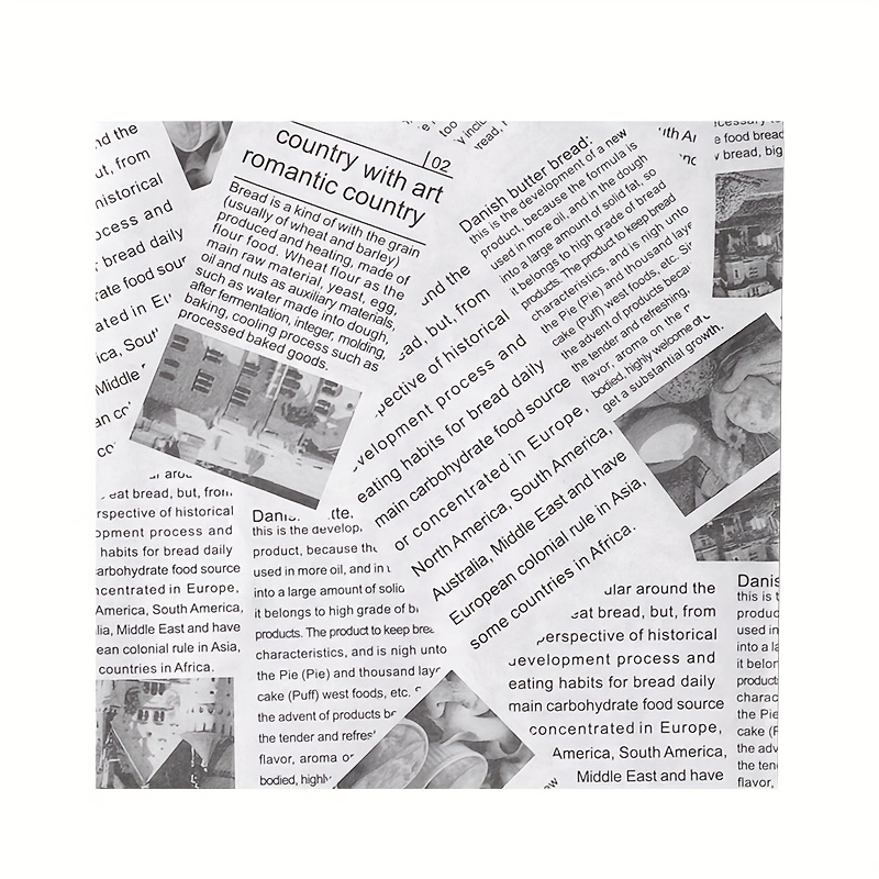 E-shop 200 Blatt 7,08x7,08 Zoll ölbeständiges Papier mit englischem Zeitungsdruck, ölfeste Pommes- & Burger-Unterlagen, Snack-Tablett-Einlagen,