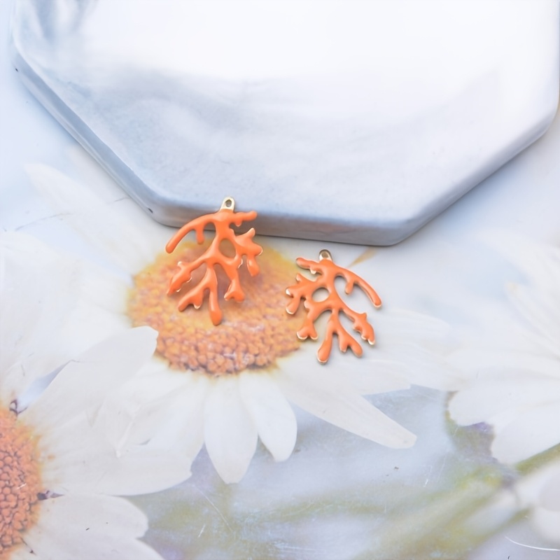 6pcs Double-Sided Copper Coral Charms for DIY Jewellery Making
