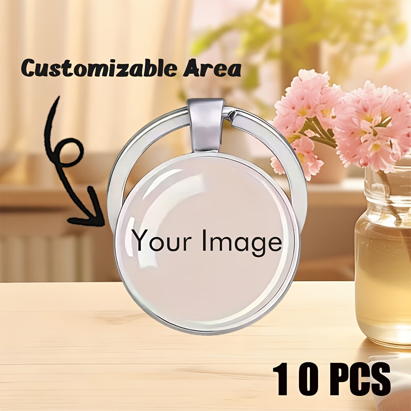TEMU Lot de 10 porte-clés personnalisés avec photo de chien et de chat, breloques personnalisées en métal et verre pour femmes et hommes, cadeaux