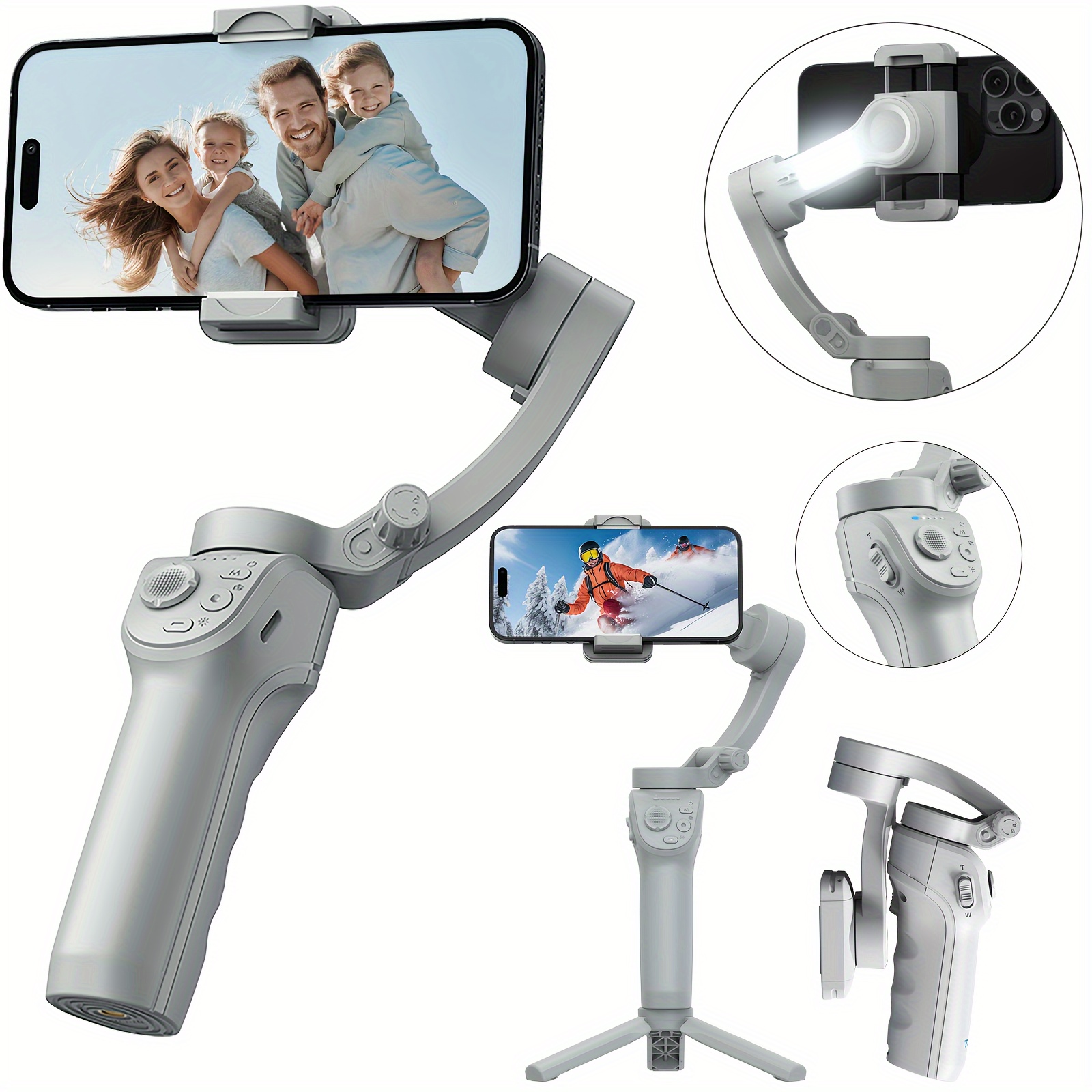 

Ai Smartphone Gimbal , 3-axis Mobile Phone Gimbal, Led Light And Tripod, , Selfie And Live Streaming Gadget, Anti-shake Balance And Face Tracking 360-degree Automatic ,