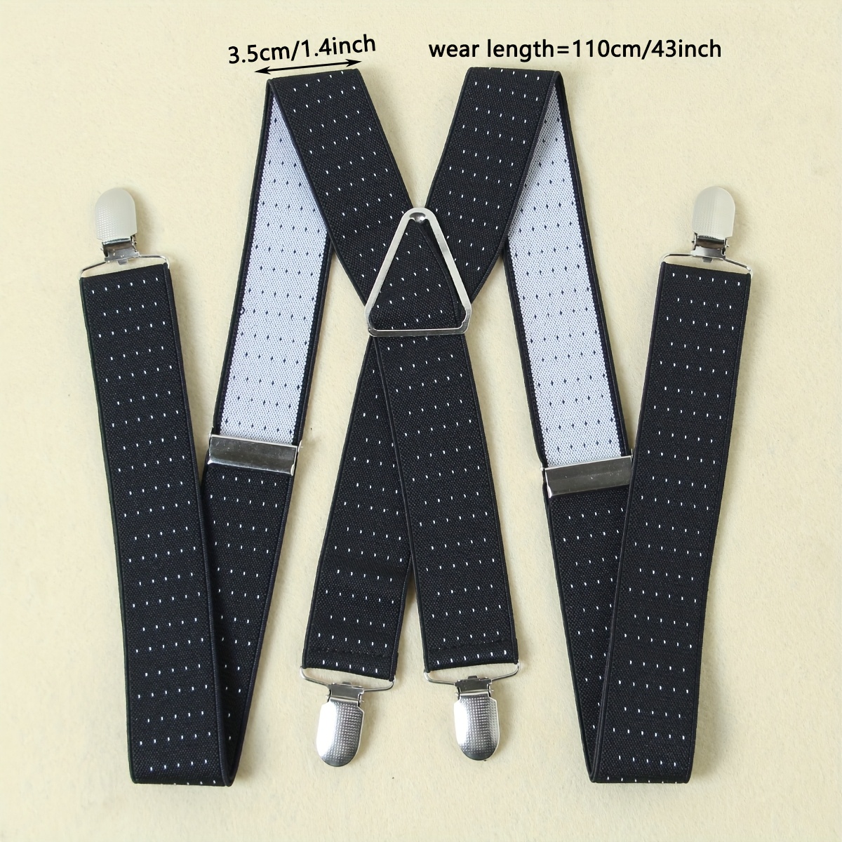 TEMU Men's 3.5 Heavy-duty 4-clip Stretch Suspenders, Adjustable Length, Fashionable Over-the-pants Straps