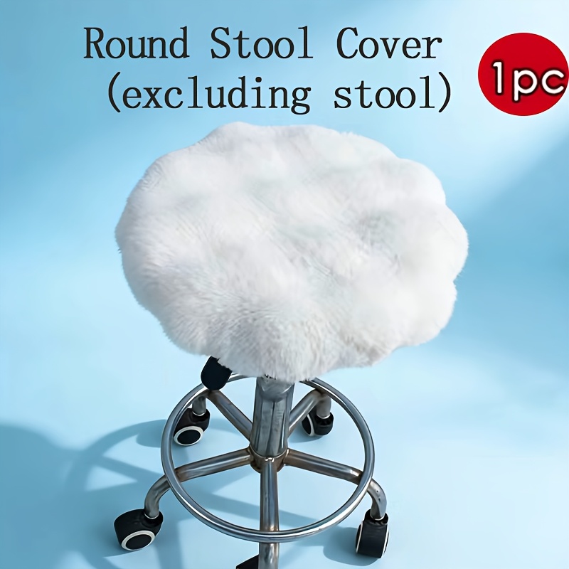 TEMU Housse de tabouret ronde 1 pièce en peluche courte (tabouret non ), bord élastique, housse de siège douce et hypoallergénique pour tabouret et