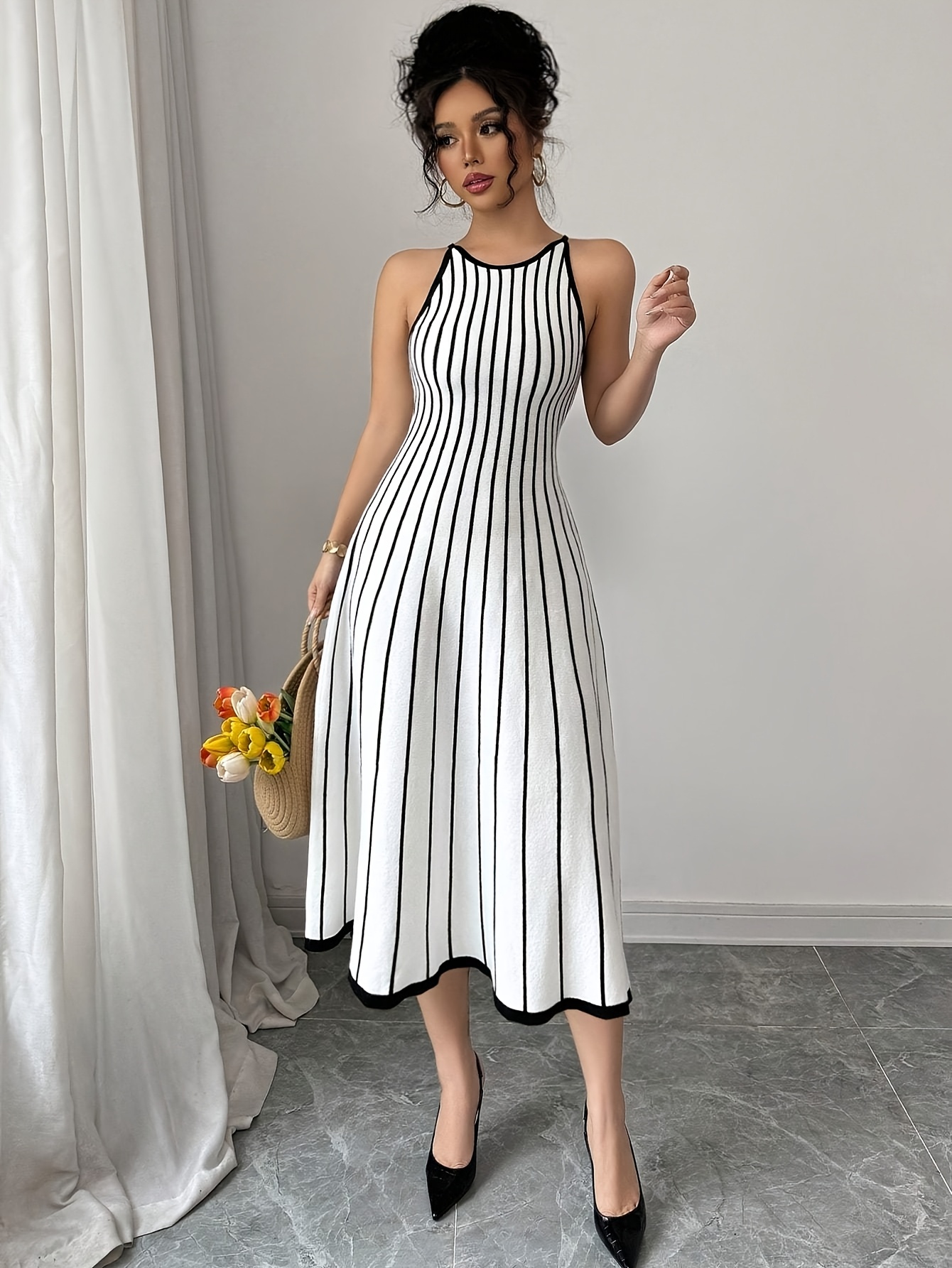 knee length dresses for ladies Floral Strapless Maxi Dress main image 0