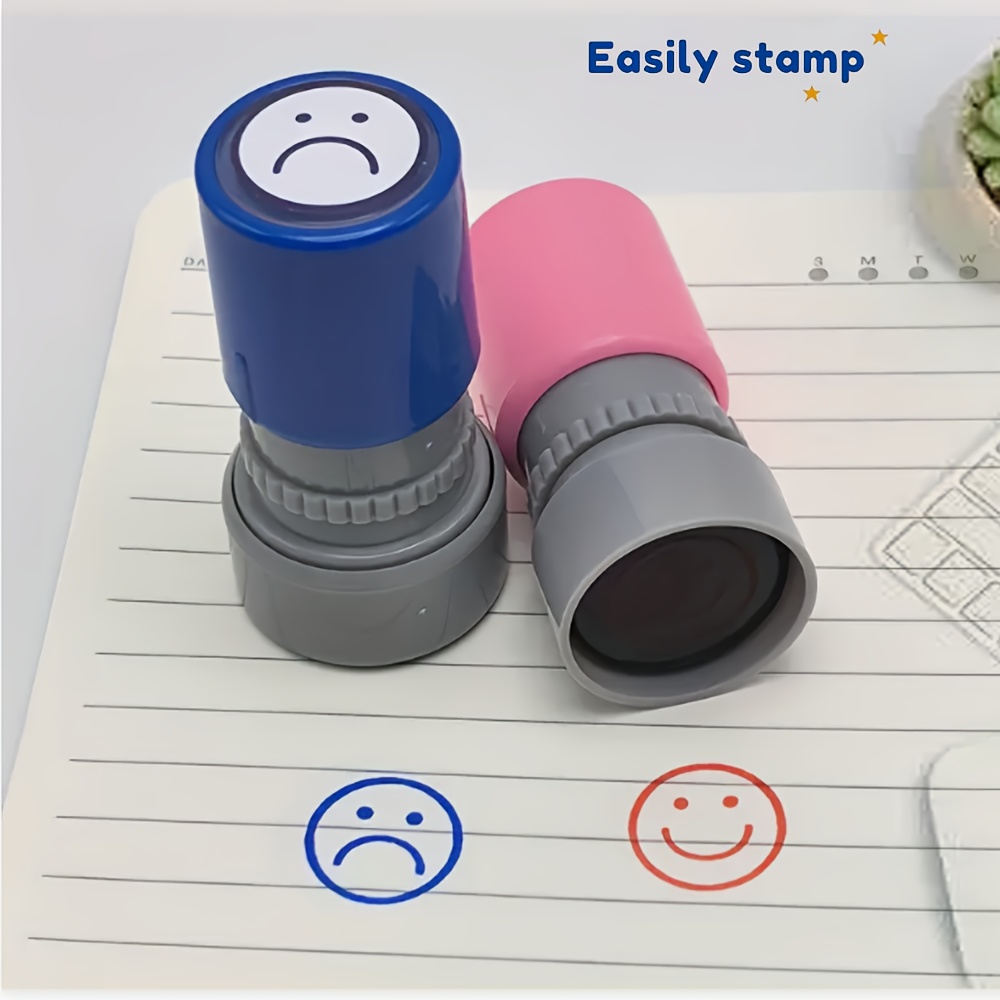 Image of 2pcs Teacher Fun Stamp Set - Happy/sad Face Behavior Emotion Stamps, Teacher Office Stamps, Teacher Stationery | Back-to-school Essential