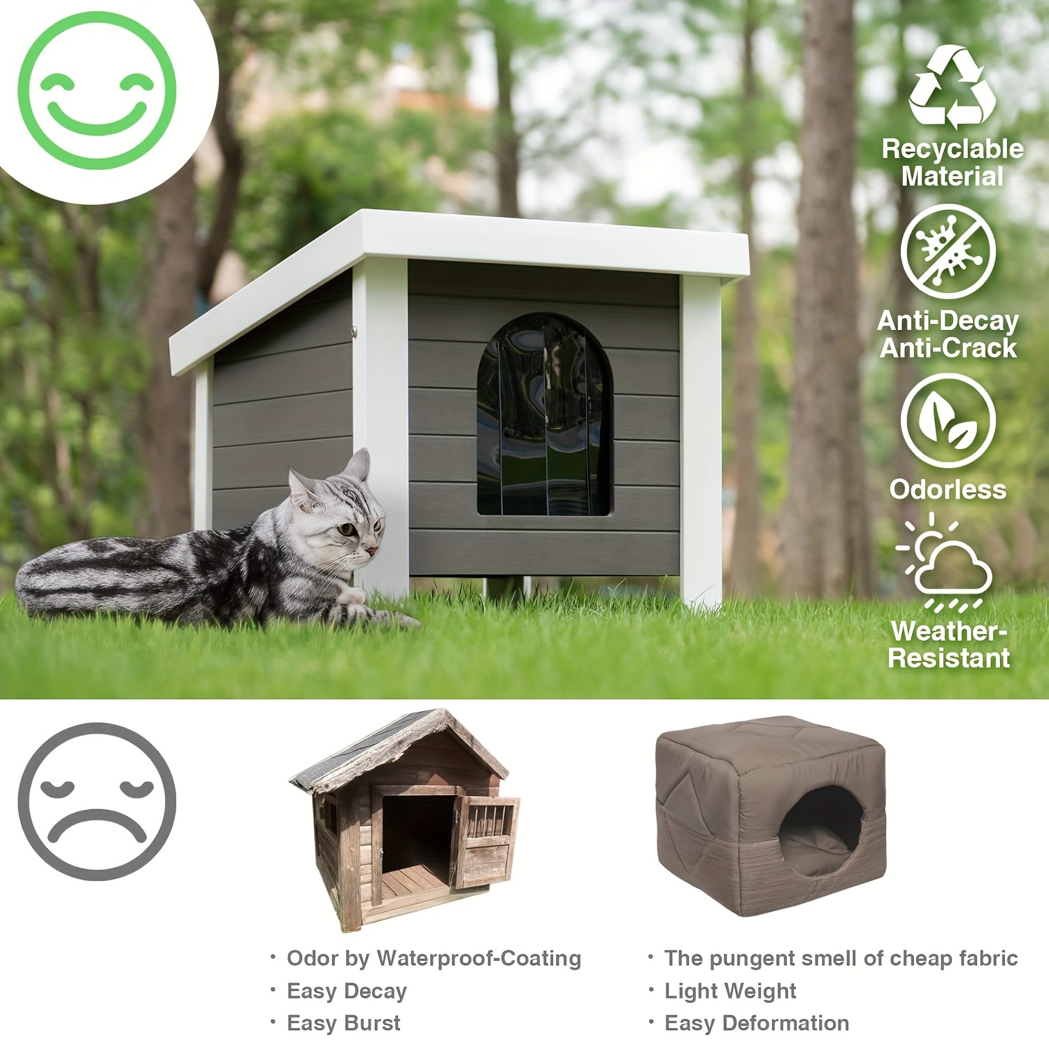 new material ps weatherproof outdoor cat house cat shelter {region_name}