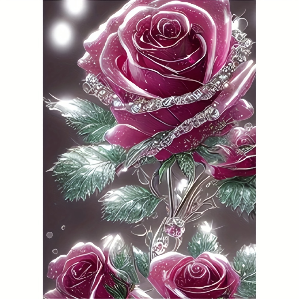 

30*40cm/11.8*15.7in Rose Dly 5d Full Diamond With Number Kits Home And Kitchen Fashior Mosaic Canvas Wall Decoration Gift Crafts