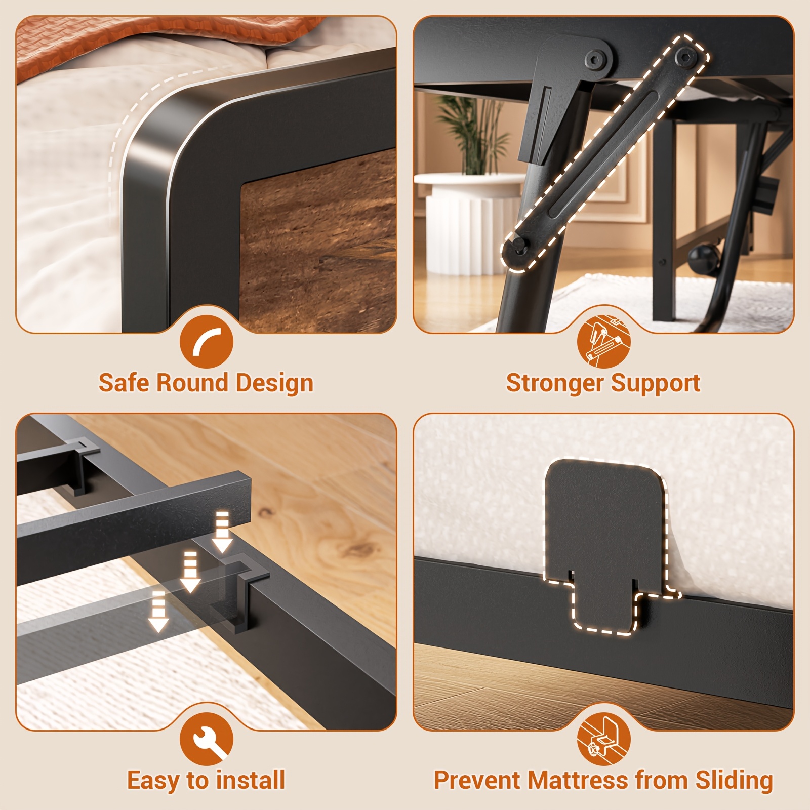 Homieasy Farmhouse Daybed with Trundle, Twin Day Bed with Charging Station, Heavy Duty Metal Sofa Bed Frame with Pop-up Trundle Bed for Living Room, Bedroom And Guest Room