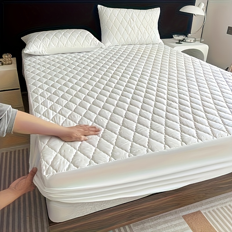 TEMU 1 pièce Protège-matelas ultra-luxueux et épais de couleur unie, Housse de matelas à poche profonde, chaude, confortable et ultra-douce, Convient