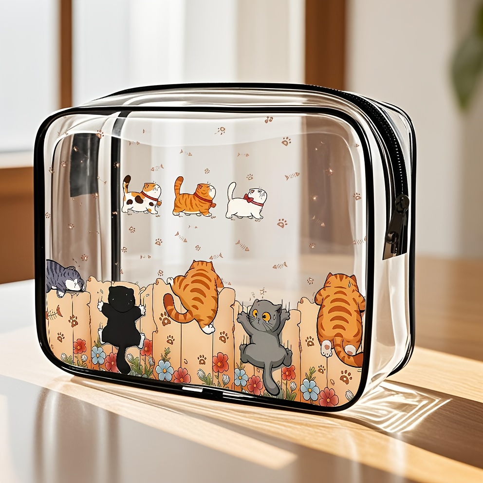Image of Zippered Closure, Large Capacity, Easy To Clean - Stylish High-quality Storage Bag For Women And Girls, High-quality Small Pouch, Pvc Cosmetic Bag, Toiletry Bag, Travel-friendly, Tsa-approved