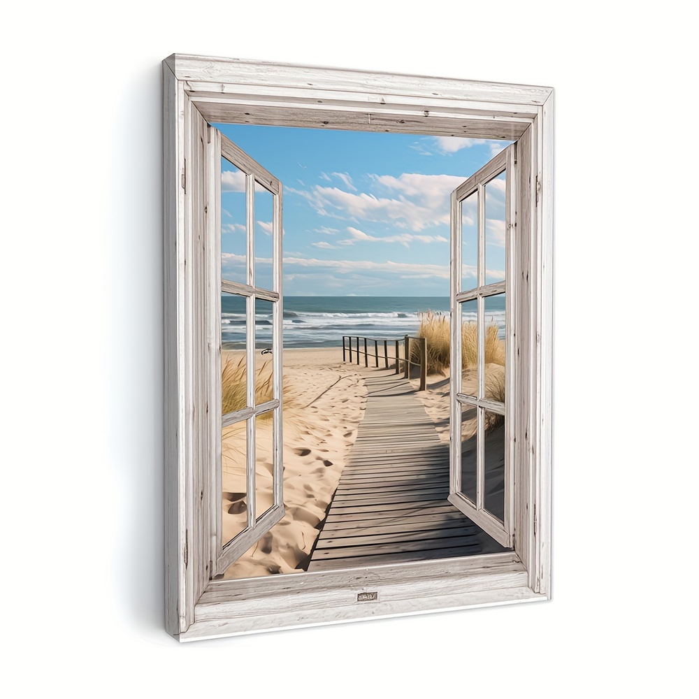 Coastal : Framed Canvas Wall Art - Modern For Living Room & Bedroom Decor, Perfect For Room Decor
