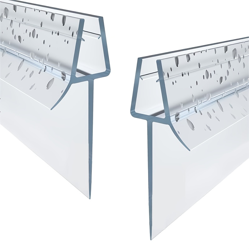Image of 2pcs 70cm/27.56inch Bathroom Glass Door Bottom Seal With 20mm Extra Long For Large Pitch Shower Doors, Suitable For 4-6mm, 8mm Glass, With Carton Packaging