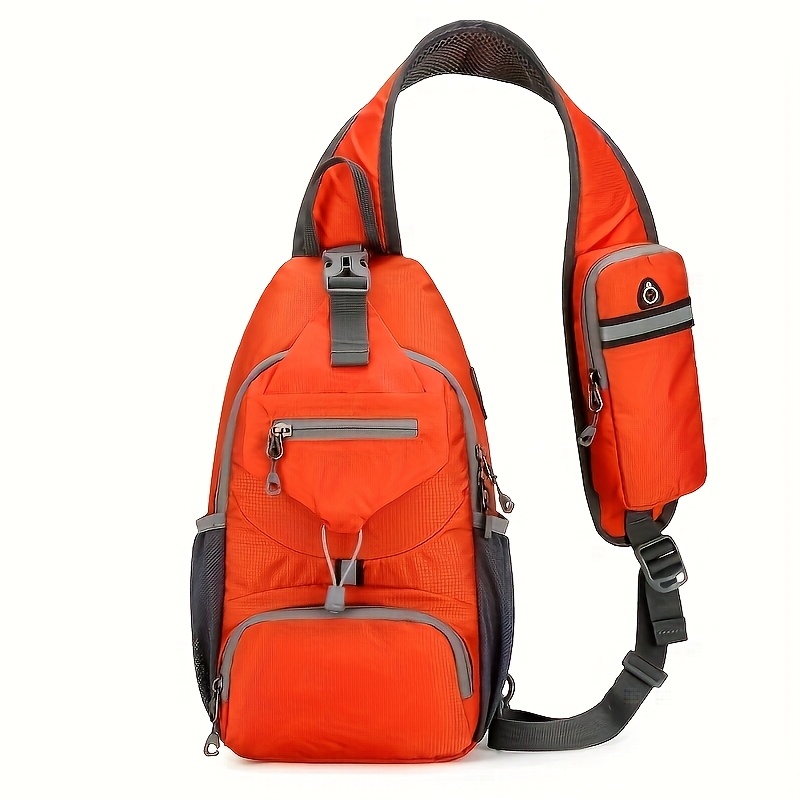 Sport Sling Bag for Men and Women Large Capacity Crossbody Travel and Hiking Bag with Adjustable Strap, Multiple Pockets, Earphone Hole, Nyl