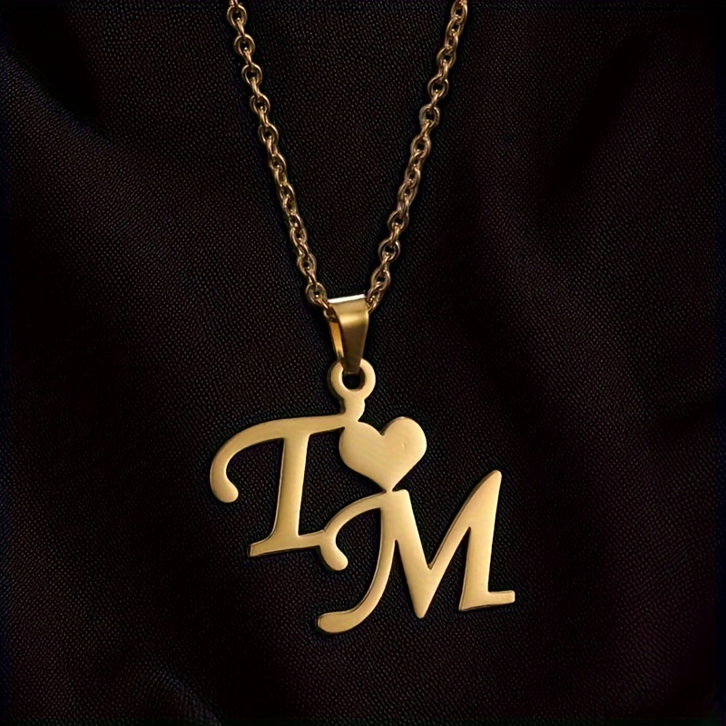 TEMU Custom Double Initials Necklace 316l 316l Stainless Steel Personalized Men' Initials Couple Necklace Friendship Jewelry Nameplate Pendant Gift