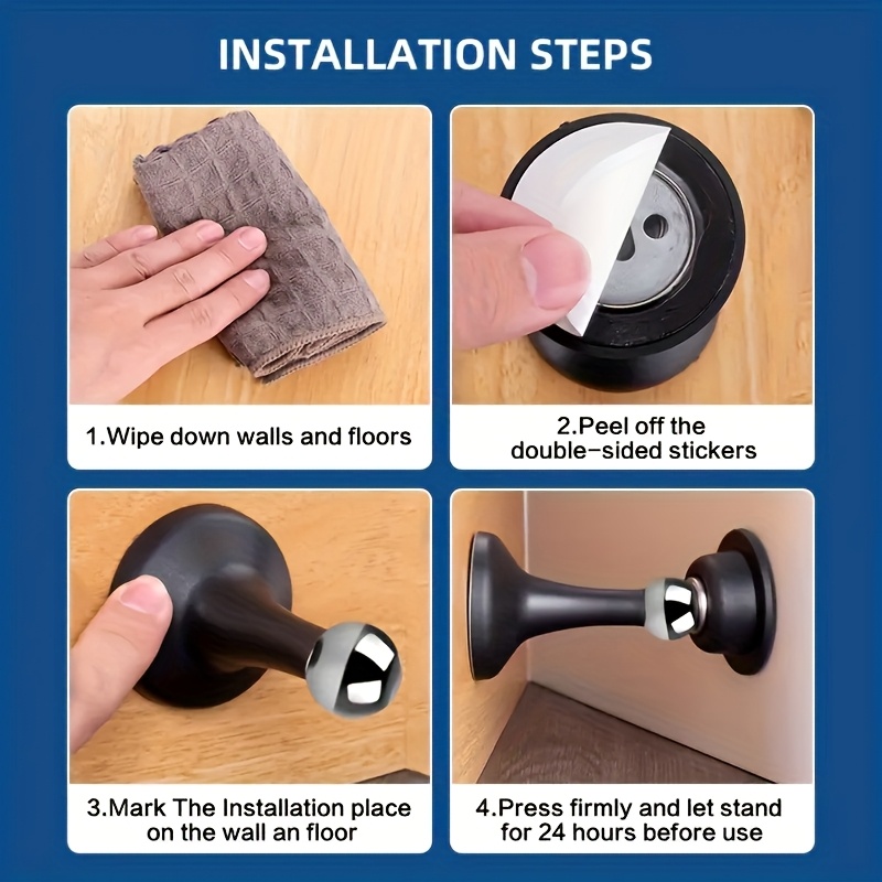 1pc magnetic   for home use   no drill installation with   backing polished   grey white black plastic material   design for   wall protection home door accessory sleek door accessory durable plastic details 5