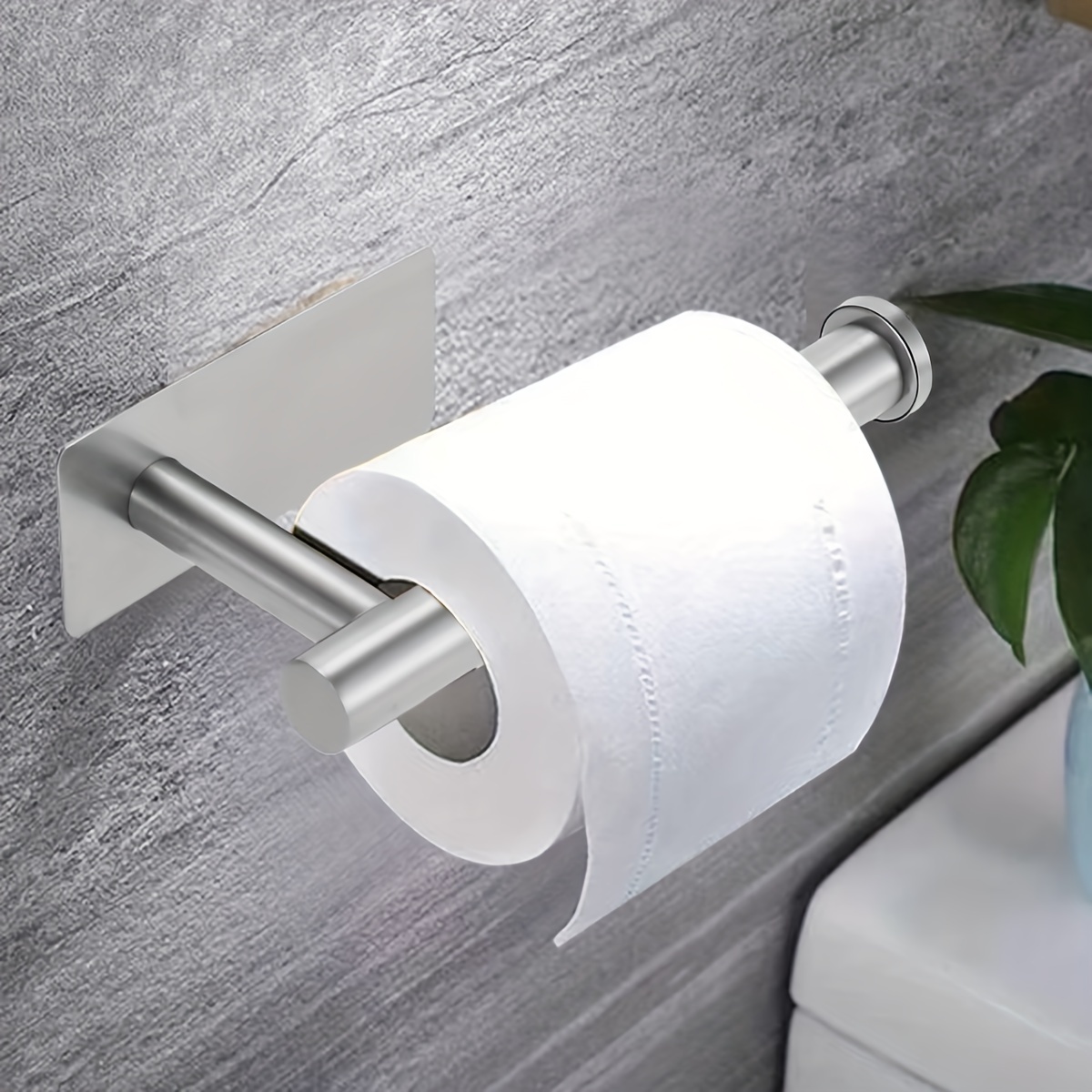 1pc Wall Mounted Toilet Paper Holder, Easy Stainless Steel Punch-free Toilet Paper Holder For Bathroom, Installed And Used Without Punching
