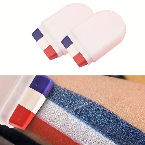 days face and body painting sticks sports event fan flags red white and painting sticks suitable for male and female smooth and easy to color 2pcs set