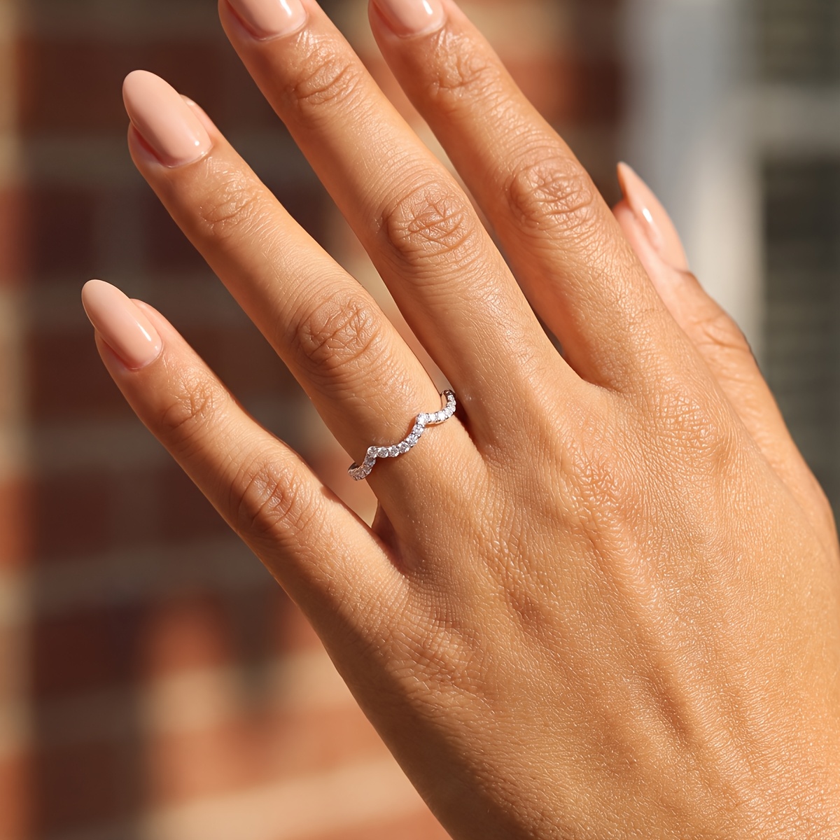 Micro-Paved V-Shaped Women's Ring, Elegant Gift