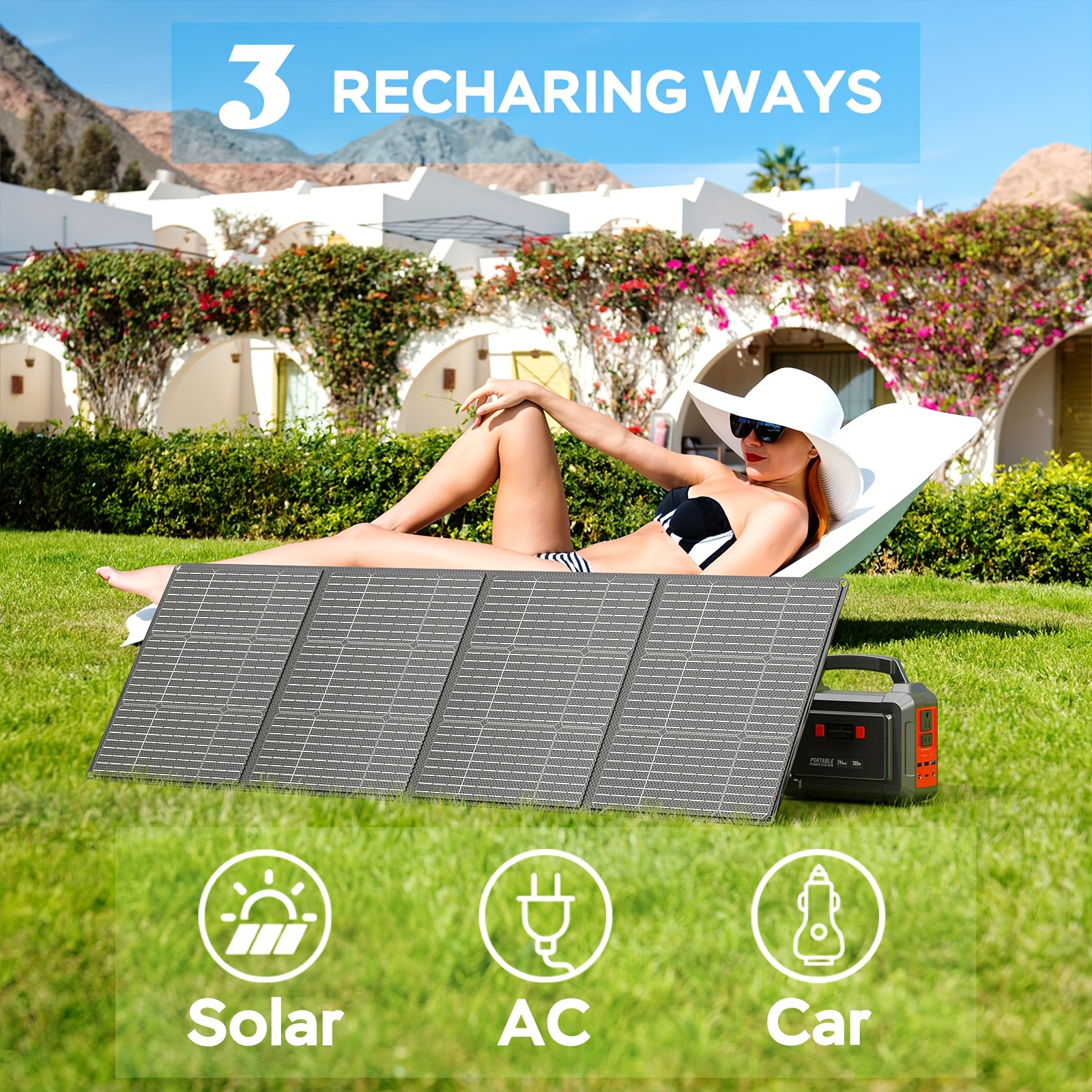 portable power station 200w 300w   camping solar generator 155wh 167wh 296wh power bank with 30 60w solar panel with ac outlet 110v with multi output led flashlights for cpap   hurricane emergency Product details 2