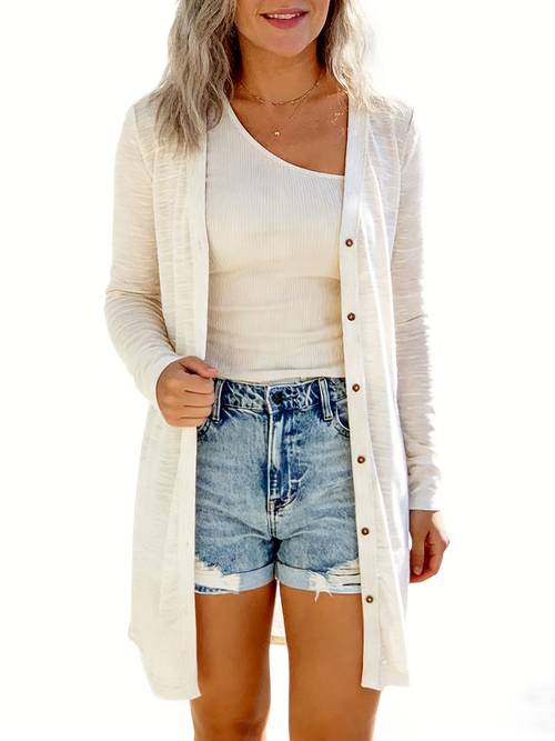 womens lightweight breathable casual versatile button cardigan