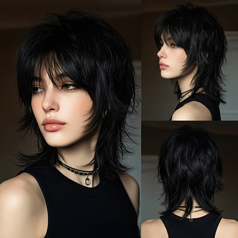 TEMU A High-quality 14-inch Black Wig With A Breathable, Comfortable Mesh —ideal For Cosplay, Commuting, Dates, Music Festivals, And More