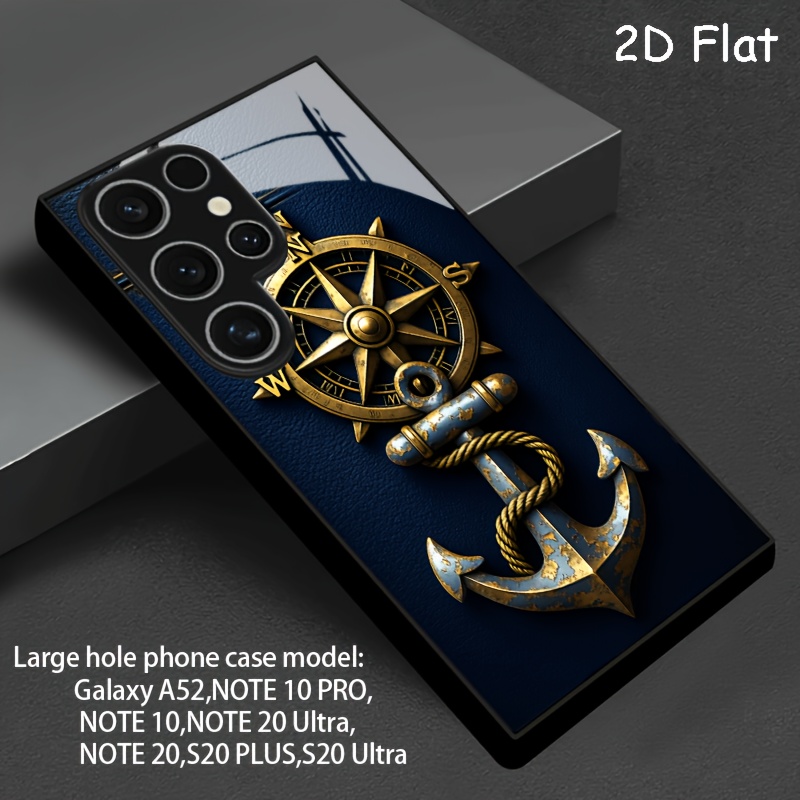 TEMU Phone Case: 2d Flat Blue And Anchor Phone Case Suitable For Galaxy A56 A36 A55 A35 A06 A05 A14 A24 A34 A54 A16 A05s A25 A15 A33 A53 S25 S24 S23