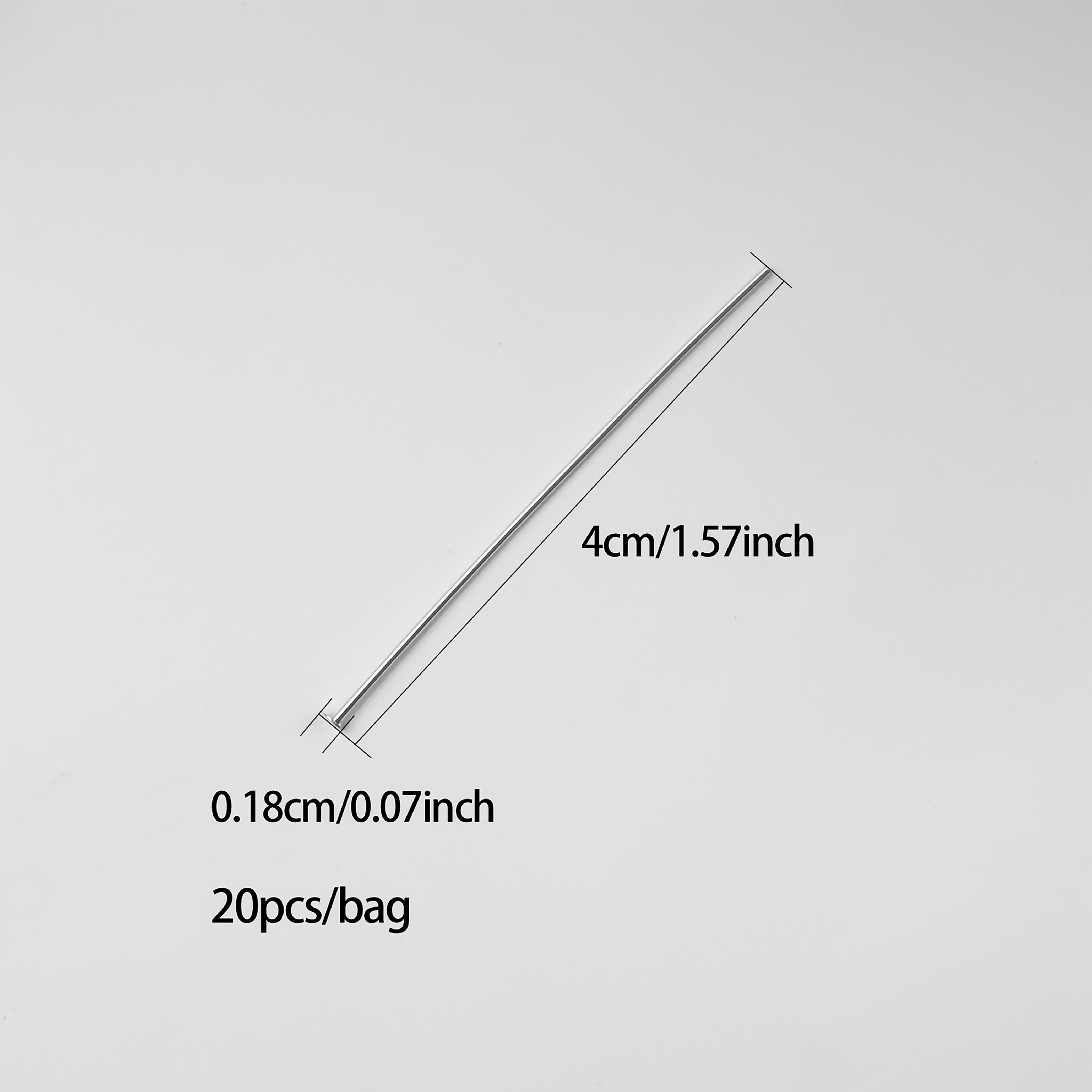 TEMU S925 Sterling Silvery T-shaped Pin Accessories, 0.6mm Thick Handmade Diy Beading Needles For Earrings And Necklaces
