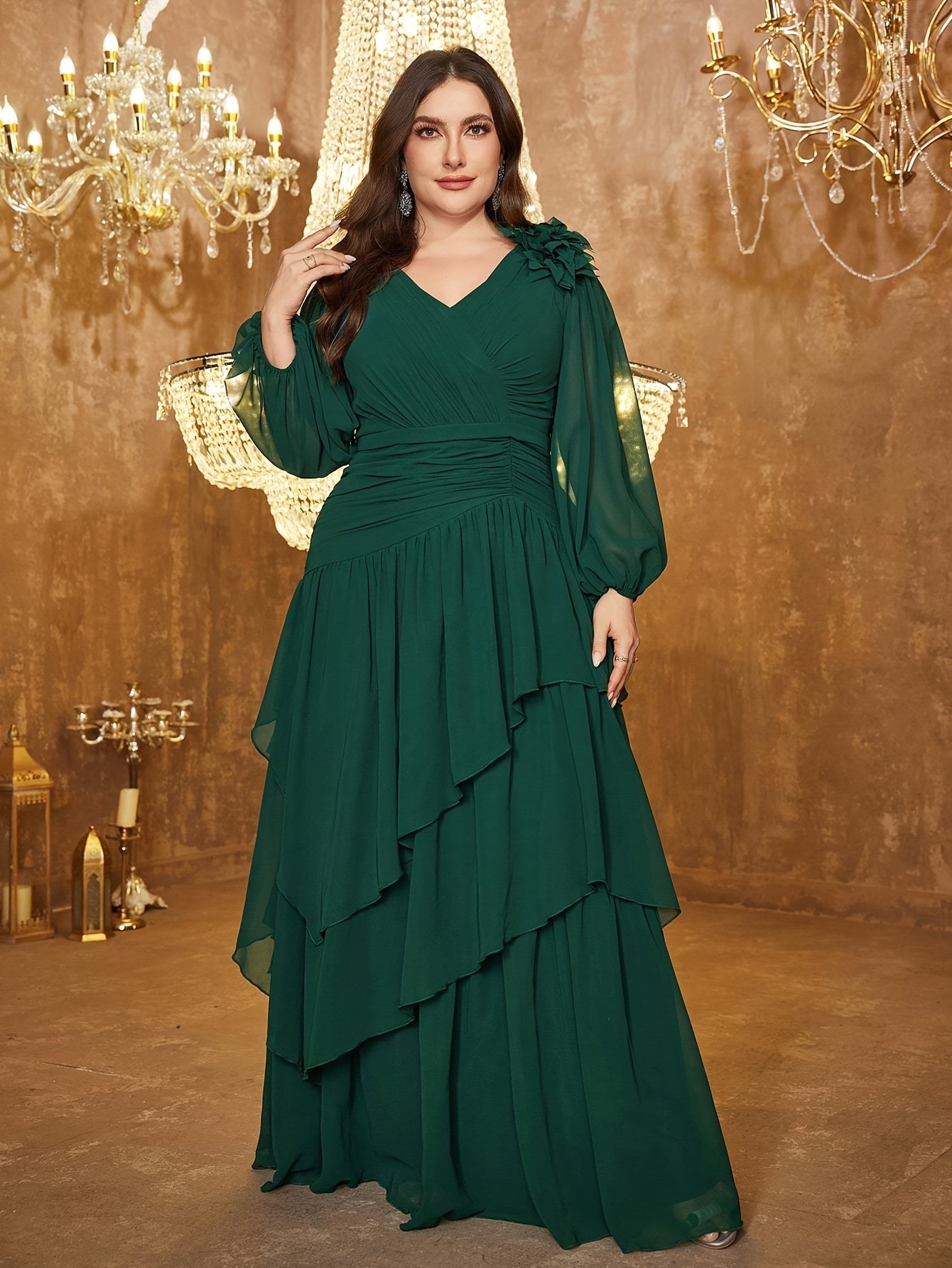 plus size plus size plus size womens long sleeve dress a v - Temu Mauritius