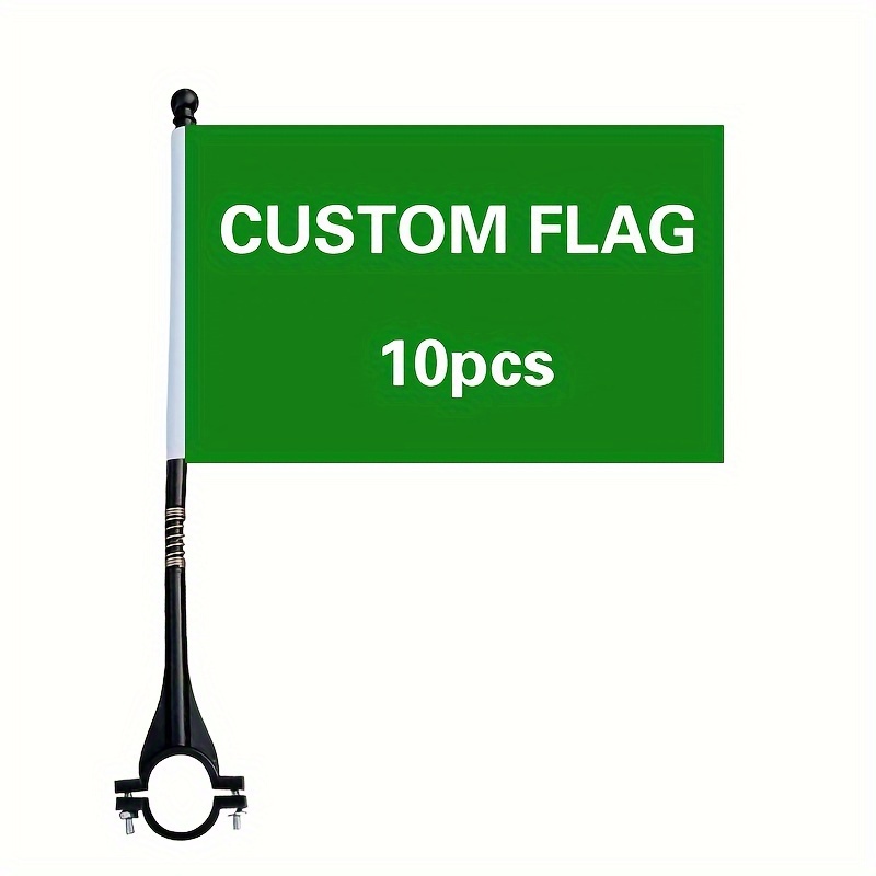 TEMU [ Customization ] 2pcs-10pcs, Customized Polyester Fiber Flag With Any Pattern, Single Side Printed 8.3x5.5 Inch Outdoor Bicycle Motorcycle Flag