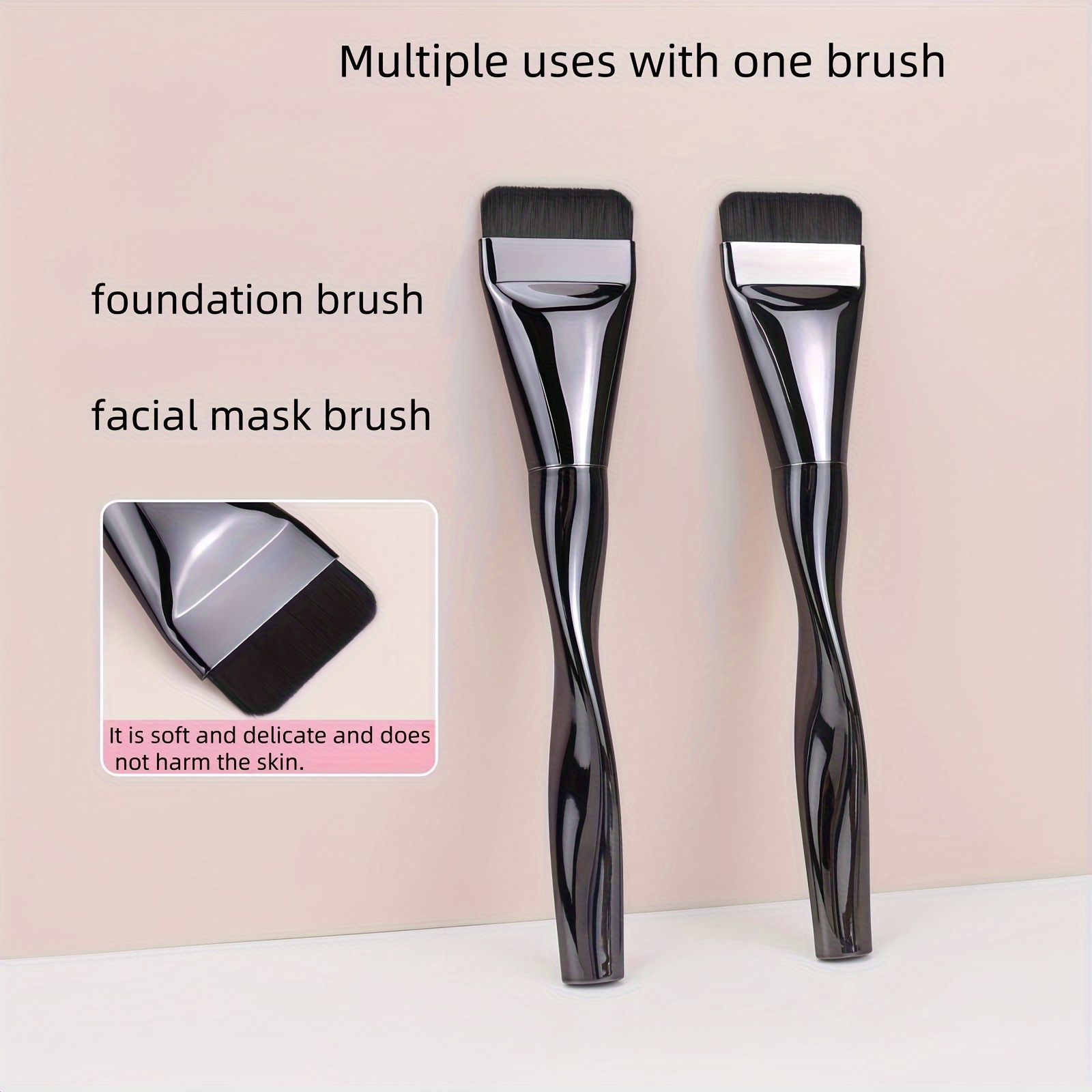 

Multi-functional Ultra-thin Foundation And Facial Mask Brush Set - Nylon Palm Brush For Normal Skin, Unscented Abs Plastic Makeup Tool Kit With Concealer & Blending Brushes -