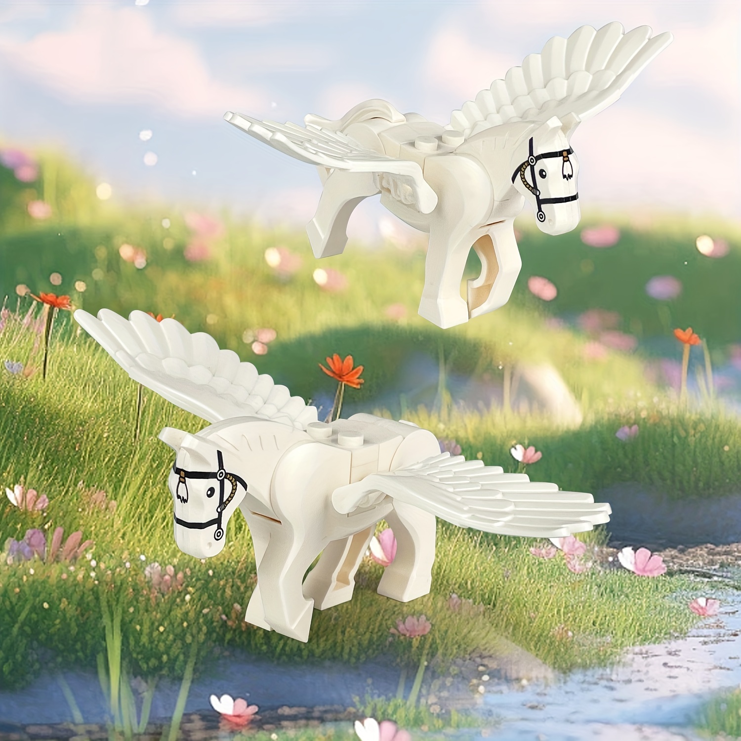 

2pcs Flying Horses, Heavenly Horse, Build Your Building Block Collection, Building Block Kit For Anime Movies Fans, Festival Gift