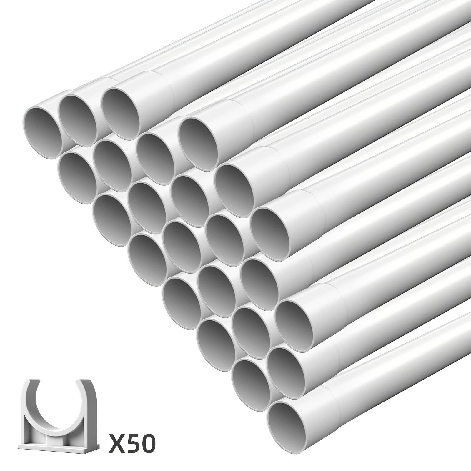 32mm Pvc Conduit With 10m Length - White Plastic Pipe For Electrical And Plumbing Applications, Secure Clamp For , Electrical Wiring Additions, Sleek , Durable Construction