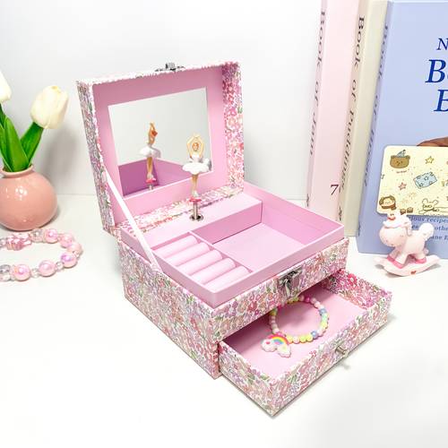 1pc de floral rosa de capa con cajones, de almacenamiento de joyas