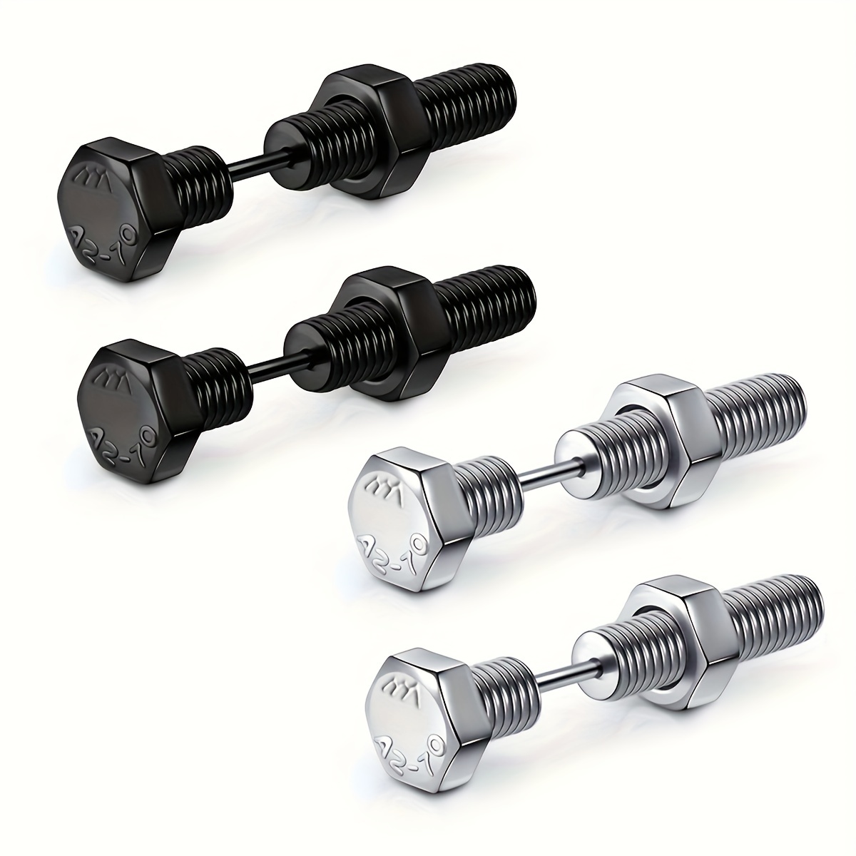 

2pairs Stainless Steel Punk Screw Studs Earring For Men