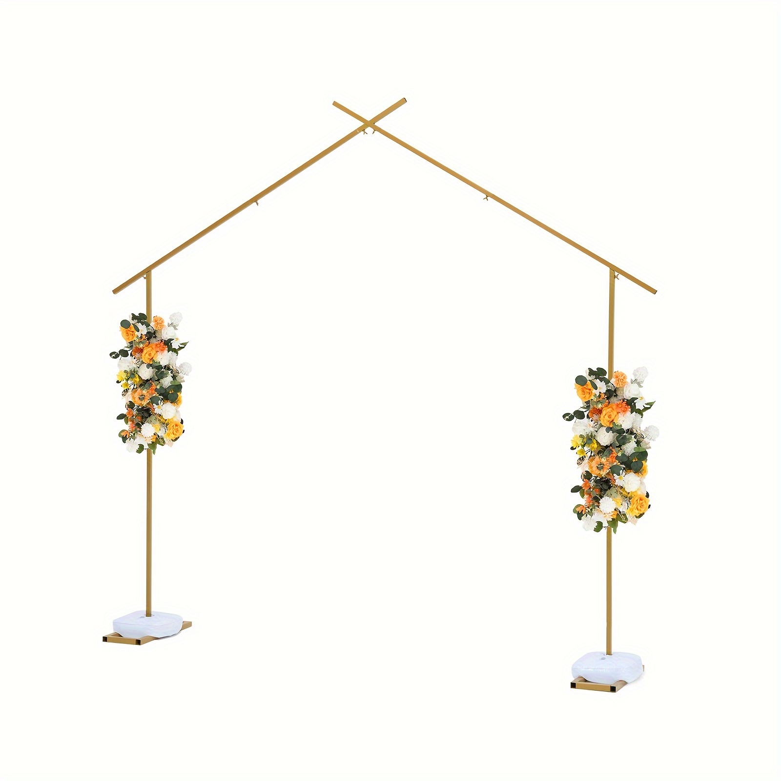 

9ft*7.97ft Gold Metal Wedding Arch For Ceremony, House Shape Arch Backdrop Stand Arch Poles For Birthday Party Bridal Baby Shower Decoration